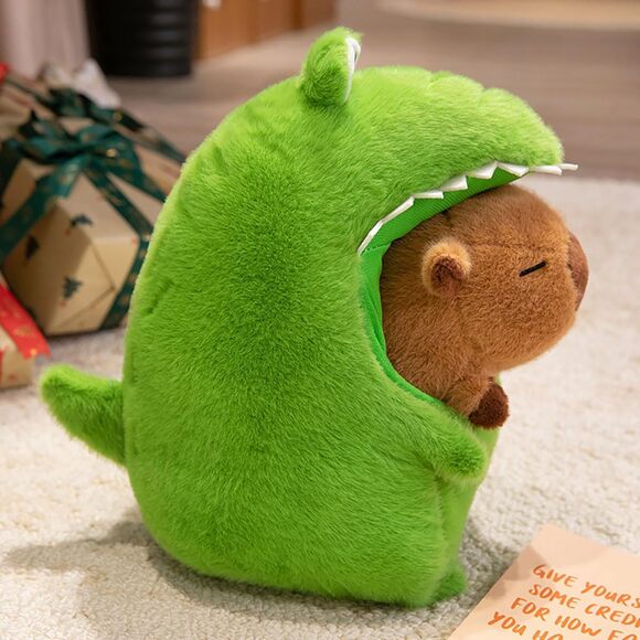 Large Capybara Plush Crocodile Costume 18" Kawaii Stuffed Animal Pillow - Picture 6 of 8